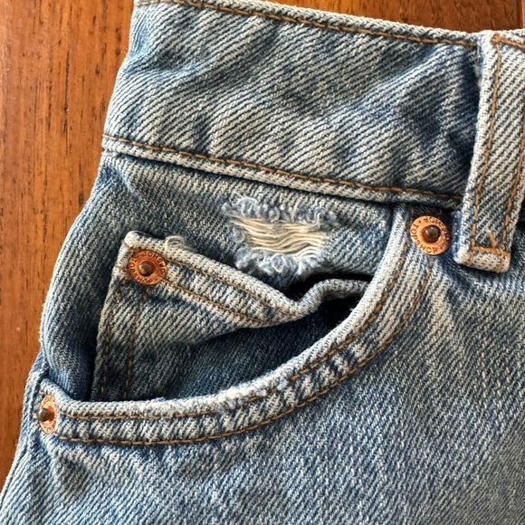Topshop Cotton Denim Distressed Denim Mini Frayed Hemline / US 4 - Picture 4 of 12